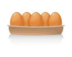 Fresh chicken eggs in a cardboard container, eggs in a box. Food illustration, vector