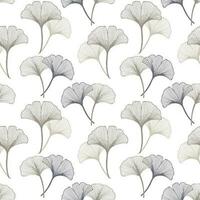 Seamless pattern, hand drawn ginkgo biloba leaves on a white background. Background, print, elegant textile, vector