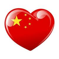 Flag of China in the shape of a heart. Heart with China flag. 3d illustration, vector