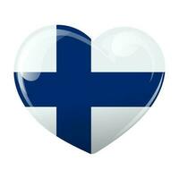 Flag of Finland in the shape of a heart. Heart with flag of Finland. 3d illustration, vector