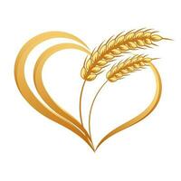 Abstract icon of ears of wheat with a heart. Logo, icon, decor element, vector