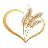 Abstract icon of ears of wheat with a heart. Logo, icon, decor element, vector