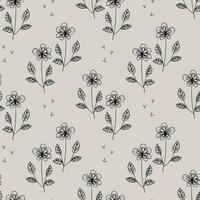 Seamless pattern, hand drawn outline flowers, pastel colors. Textile, design for pastel linen, background, vector