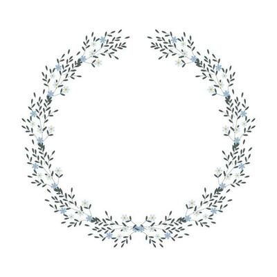 Spring frame of small flowers and scattered small leaves. Easter frame, spring illustration, vector