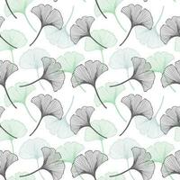 Seamless pattern, hand drawn ginkgo biloba leaves on a white background. Background, print, elegant textile, vector