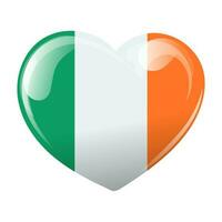 Flag of Ireland in the shape of a heart. Heart with the flag of Ireland. 3d illustration, vector
