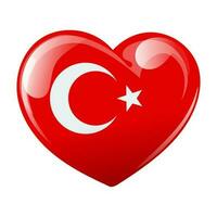 Turkey flag in the shape of a heart. Heart with Turkey flag. 3D illustration, vector