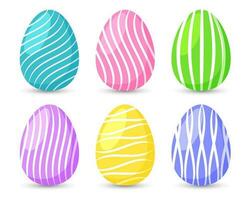 Easter eggs with an ornament on a white background, a set of icons. Colorful easter eggs, vector