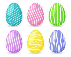 Easter eggs with an ornament on a white background, a set of icons. Colorful easter eggs, vector