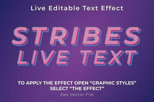 stripes live text effect, editable striped text vector eps file