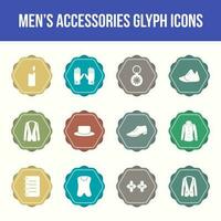 conjunto de iconos de glifo vectorial de accesorios únicos para hombres vector