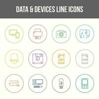 Unique Data and Devices Line icon set vector