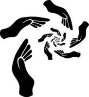 Vector silhouette of hands on white background