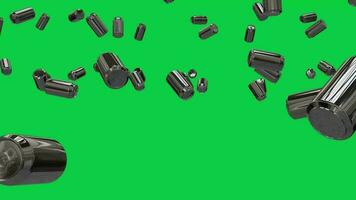 3d blank aluminum soda cans falling down animation on green screen background video