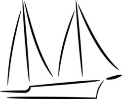 Vector silhouette of boat on white background
