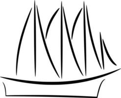 Vector silhouette of boat on white background