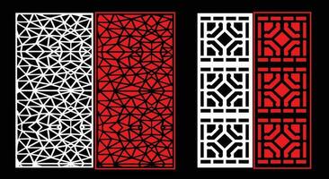 Decorative wall panels set Jali design for graphic and plywood,partition, foam, acrylic and CNC machine cutting. vector