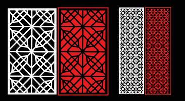 Decorative wall panels set Jali design for graphic and plywood,partition, foam, acrylic and CNC machine cutting. vector