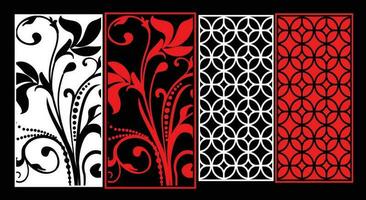 Decorative wall panels set Jali design for graphic and plywood,partition, foam, acrylic and CNC machine cutting. vector