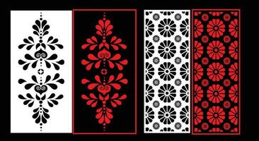 Decorative wall panels set Jali design for graphic and plywood,partition, foam, acrylic and CNC machine cutting. vector