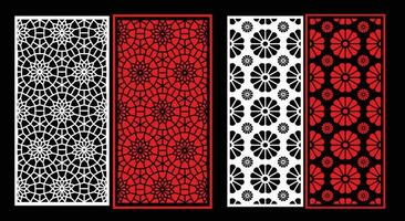 Decorative wall panels set Jali design for graphic and plywood,partition, foam, acrylic and CNC machine cutting. vector