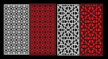 Decorative wall panels set Jali design for graphic and plywood,partition, foam, acrylic and CNC machine cutting. vector