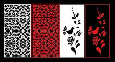 Decorative wall panels set Jali design for graphic and plywood,partition, foam, acrylic and CNC machine cutting. vector