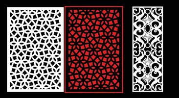 Decorative wall panels set Jali design for graphic and plywood,partition, foam, acrylic and CNC machine cutting. vector