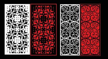 Decorative wall panels set Jali design for graphic and plywood,partition, foam, acrylic and CNC machine cutting. vector