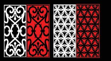 Decorative wall panels set Jali design for graphic and plywood,partition, foam, acrylic and CNC machine cutting. vector