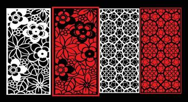 Decorative wall panels set Jali design for graphic and plywood,partition, foam, acrylic and CNC machine cutting. vector