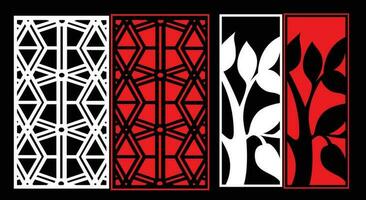 Decorative wall panels set Jali design for graphic and plywood,partition, foam, acrylic and CNC machine cutting. vector