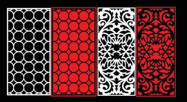 Decorative wall panels set Jali design for graphic and plywood,partition, foam, acrylic and CNC machine cutting. vector