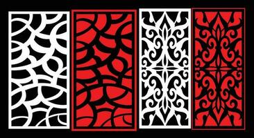 Decorative wall panels set Jali design for graphic and plywood,partition, foam, acrylic and CNC machine cutting. vector