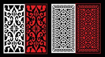 Decorative wall panels set Jali design for graphic and plywood,partition, foam, acrylic and CNC machine cutting. vector