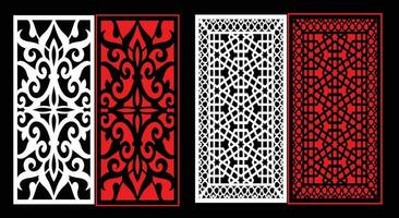 Decorative wall panels set Jali design for graphic and plywood,partition, foam, acrylic and CNC machine cutting. vector