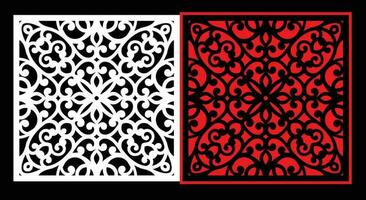 Decorative wall panels set Jali design CNC pattern, laser cutting pattern, router CNCcutting.Jali Laser cut decorative panel set with lace pattern. vector