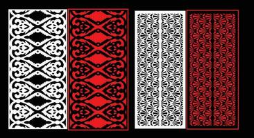 Decorative wall panels set Jali design CNC pattern, laser cutting pattern, router CNCcutting.Jali Laser cut decorative panel set with lace pattern. vector