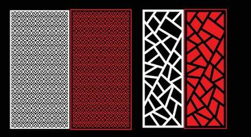 Decorative wall panels set Jali design CNC pattern, laser cutting pattern, router CNCcutting.Jali Laser cut decorative panel set with lace pattern. vector