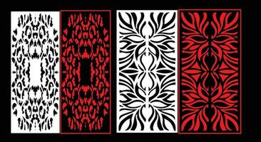 Decorative wall panels set Jali design CNC pattern, laser cutting pattern, router CNCcutting.Jali Laser cut decorative panel set with lace pattern. vector