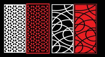 Decorative wall panels set Jali design CNC pattern, laser cutting pattern, router CNCcutting.Jali Laser cut decorative panel set with lace pattern. vector