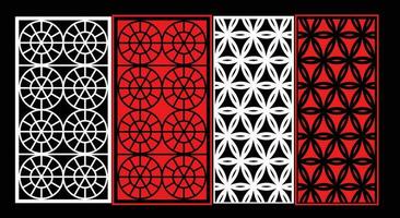 Decorative wall panels set Jali design for graphic and plywood,partition, foam, acrylic and CNC machine cutting. vector