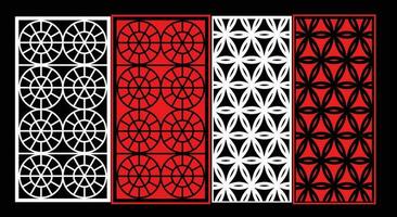 Decorative wall panels set Jali design for graphic and plywood,partition, foam, acrylic and CNC machine cutting. vector