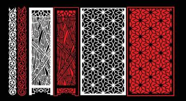 Decorative wall panels set Jali design for graphic and plywood,partition, foam, acrylic and CNC machine cutting. vector