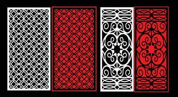 Decorative wall panels set Jali design for graphic and plywood,partition, foam, acrylic and CNC machine cutting. vector