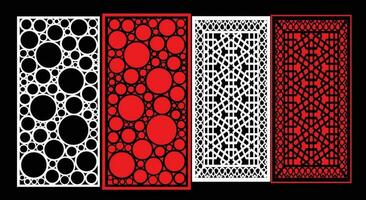 Decorative wall panels set Jali design for graphic and plywood,partition, foam, acrylic and CNC machine cutting. vector