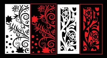 Decorative wall panels set Jali design for graphic and plywood,partition, foam, acrylic and CNC machine cutting. vector