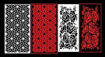 Decorative wall panels set Jali design for graphic and plywood,partition, foam, acrylic and CNC machine cutting. vector