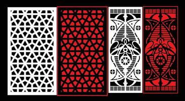 Decorative wall panels set Jali design for graphic and plywood,partition, foam, acrylic and CNC machine cutting. vector