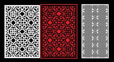 Decorative wall panels set Jali design for graphic and plywood,partition, foam, acrylic and CNC machine cutting. vector